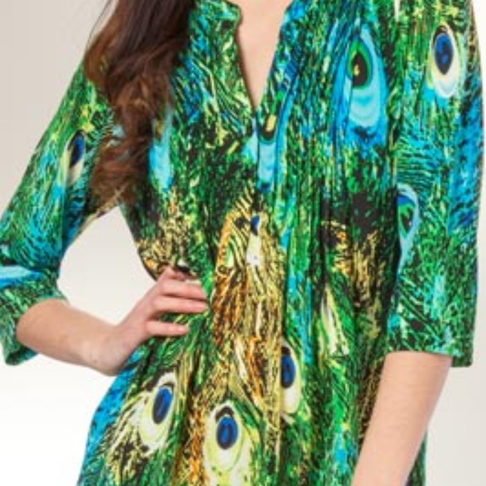PEACOCK DESIGN LA CERA SILKY FEEL Poly Blend TUNIC - WORE ONCE